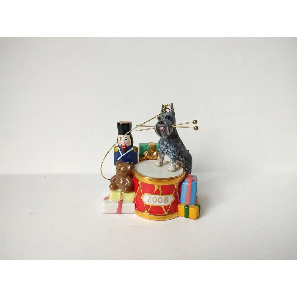 Danbury Mint Christmas ornament Schnauzer dog 2008 Christmas Drummer‎